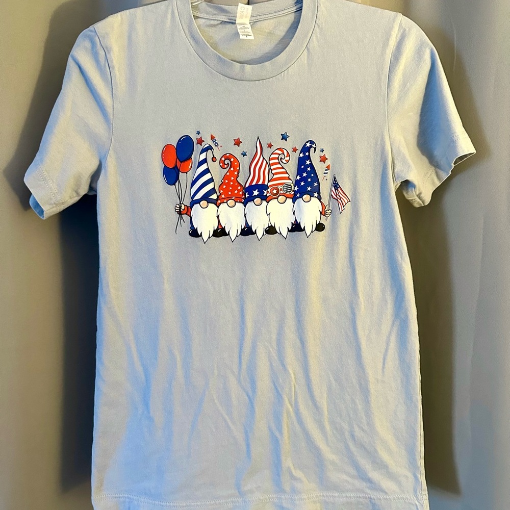 Gildan Light Blue Patriotic Gnome T-Shirt